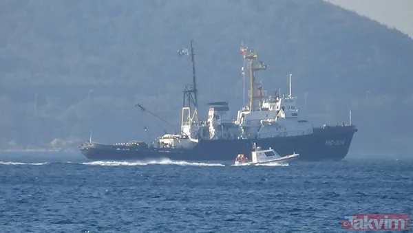 Rus askeri römorkörü ile anti-sabotaj botu Çanakkale Boğazı'ndan geçti - 5