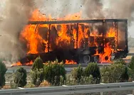 Faciaya ramak kala! Alev alev yanan tırdan böyle kurtuldu