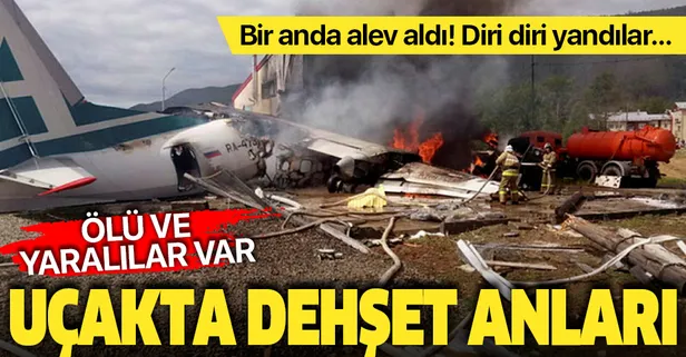 Son dakika: Rusya’da uçak sert iniş sonrası alev aldı