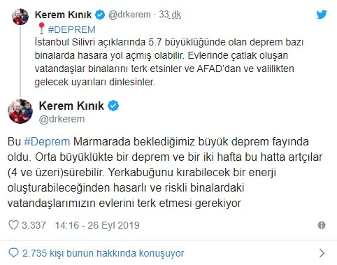 İstanbul'daki şiddetli deprem sonrası AFAD ve Kızılay başkanları uyardı-2