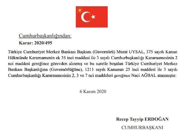 SON DAKİKA: Başkan Erdoğan imzaladı: Merkez Bankası Başkanlığına Naci Ağbal atandı-1