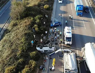 Tuzla’da lastiği patlayan araç takla attı