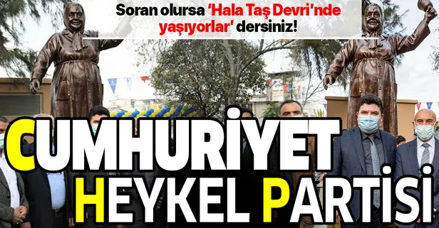 CHP'nin heykel hizmetlerine bir yenisi daha eklendi! Bu sefer adres İzmir!