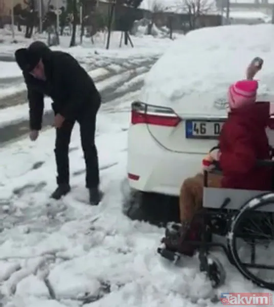 Hava soğuk yürekler sıcak! Kahramanmaraş'ta bir baba engelli kızıyla kartopu oynadı - 2