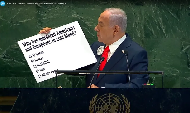 Netanyahu BM kürsüsünde, Takvim.com.tr Ekran Görüntüsü