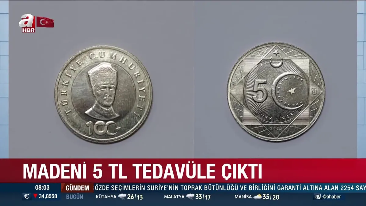 Madeni 5 TL tedavüle çıktı!