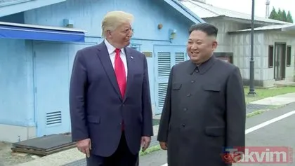 ABD Başkanı Donald Trump ile Kuzey Kore lideri Kim Jong-un silahsızlandırılmış bölgede bir araya geldi