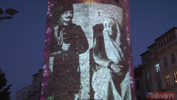 Anneler Günü, Galata Kulesi'ne yansıtılan fotoğraflarla kutlandı! Mustafa Kemal Atatürk ve Başkan Erdoğan... - 33