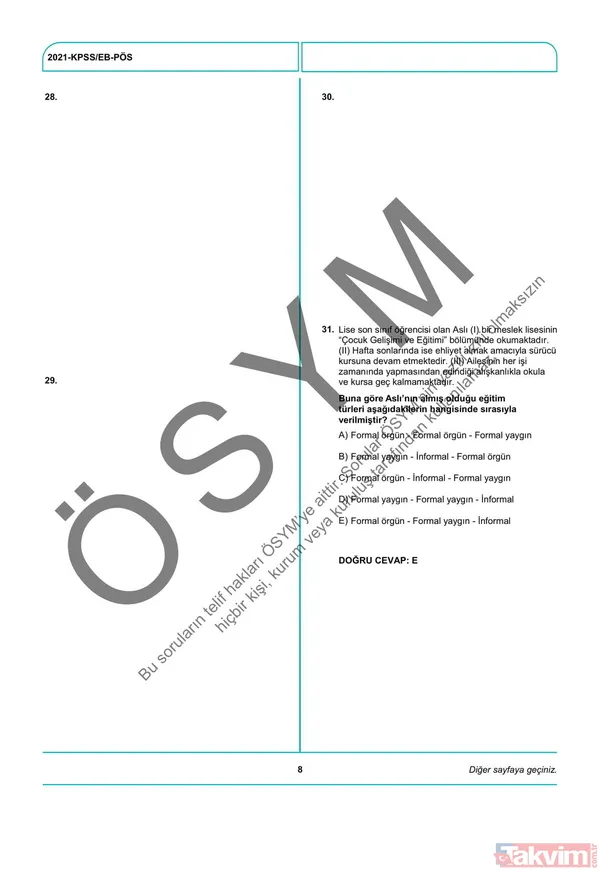 2021 KPSS soru kitapçığı ve cevap anahtarı | A Grubu ve Öğretmenlik (GY-GK- Eğitim Bilimleri) soruları - 41