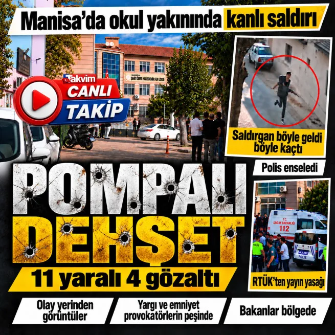 Manisa’da İnci Üzmez Mesleki ve Teknik Anadolu Lisesi yakınında silahlı saldırı... 11 yaralı, 4 gözaltı