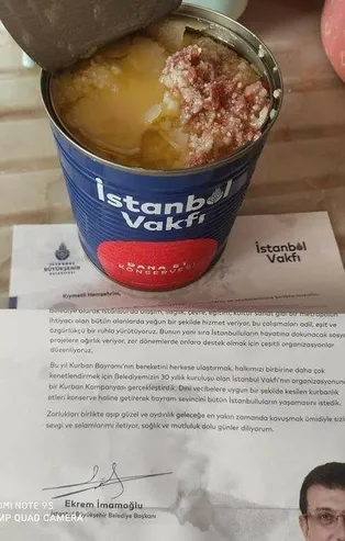 Sosyal medyayı sallayan iddia! CHP'li İBB'nin İstanbul Vakfı tarafından dağıtılan kurban konserveleri bozuldu mu?