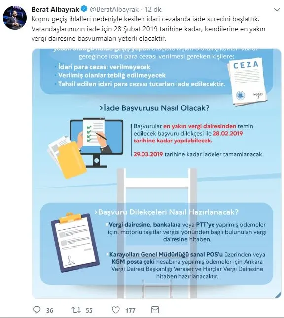 Bakan Albayrak müjdeyi verdi! Köprü geçiş ihlalleri için cezalarda iade süreci başladı-1