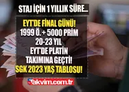 EYTde FİNAL günü! 8 Eylül 1999 Ö. + SSK-5000, Bağkur 4C-7200 prim + 20-25 yıl EYT’de platin takımına geçti! İşte SGK 2023 emeklilik YAŞ TABLOSU ve 41.madde detayı! Stajda 1 yıllık süre…