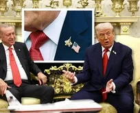 Trump’ın yakasına dikkat! Başkan Erdoğan ile görüşmede F-35 rozeti taktı