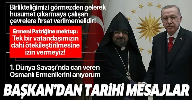 Başkan Erdoğan'dan Ermeni Patriği Maşalyan'a mektup