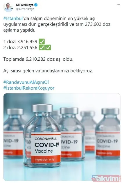SON DAKİKA: İstanbul’da 15 Haziran 2021’de koronavirüs aşı rekoru kırıldı