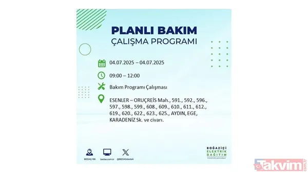 4 Temmuz'da İstanbul'da Elektrik Kesintisi Yaşanacak İlçeler