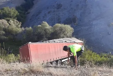 Tır şarampole uçtu