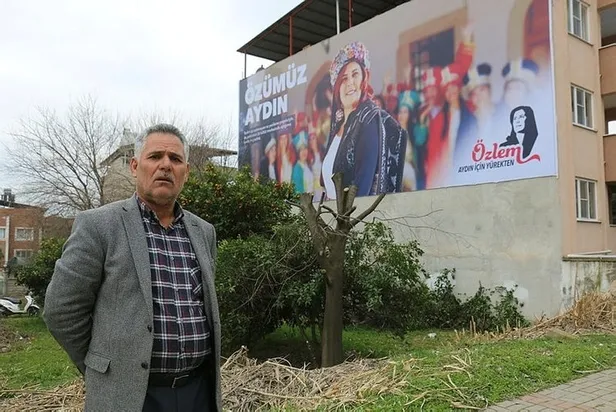 Afiş için ağaçları katleden CHP'li Özlem Çerçioğlu'na arsa sahibinden sert tepki!-1