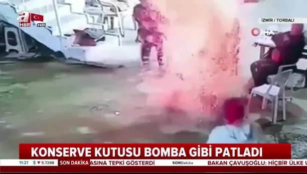 İzmir Torbalı'da konserve kutusu bomba gibi patladı! O anlar kamerada