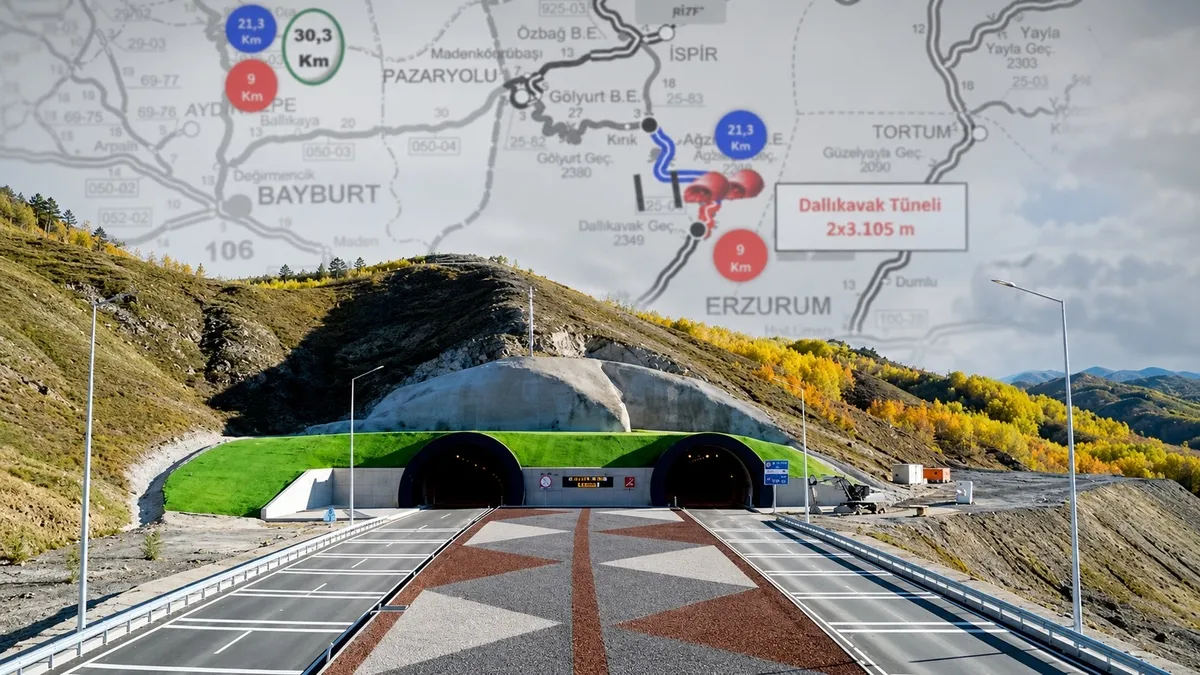 Erzurum-Rize yolunda Dallıkavak Tüneli açıldı: 8 keskin viraj ortadan kalktı, 20 dakikalık yol 5 dakikaya düştü