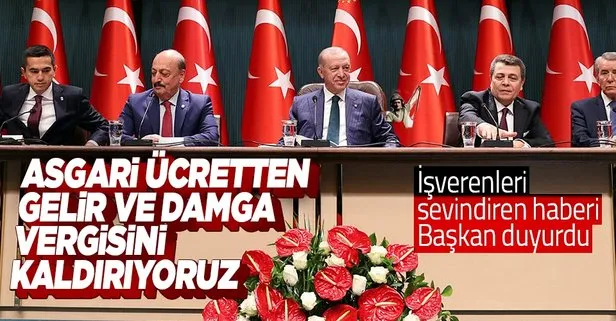 SON DAKİKA!  Asgari ücretten gelir vergisi ve damga vergisi kaldırıldı! Başkan Erdoğan duyurdu! İşveren 450 liralık yükten kurtuldu