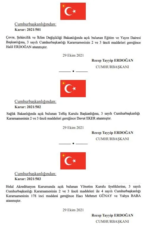 Son dakika: Başkan Recep Tayyip Erdoğan'ın imzasıyla gerçekleşen atama kararları Resmi Gazete'de-2