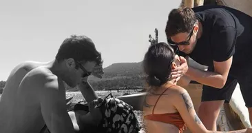 Ozan Dolunay ile model sevgilisi Pelinay Yiğit Çeşme tatilinde fena görüntüler verdi! Pelinay Yiğitin bikinisi...