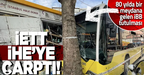 İETT otobüsü Halk Ekmek büfesine çarptı