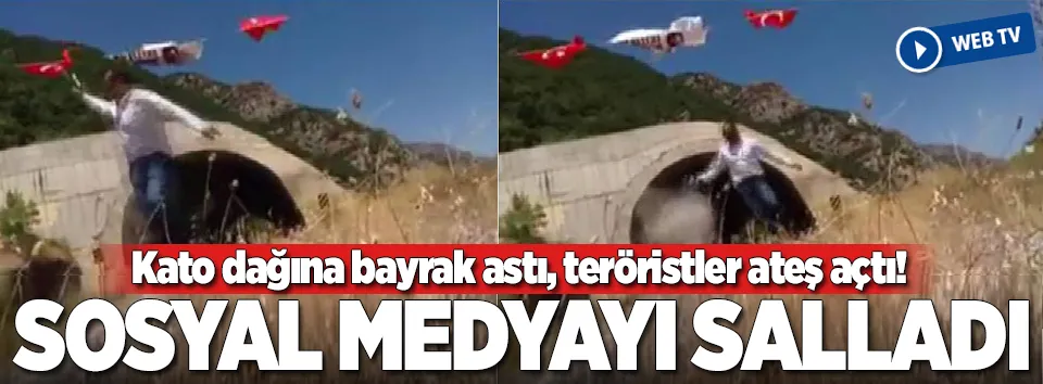 Türk bayrağını canı pahasına astı!