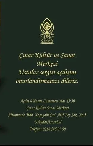 Çınar Kültür ve Sanat Merkezi'nde 'Ustalar' sergisi 6 Kasım'da başlıyor