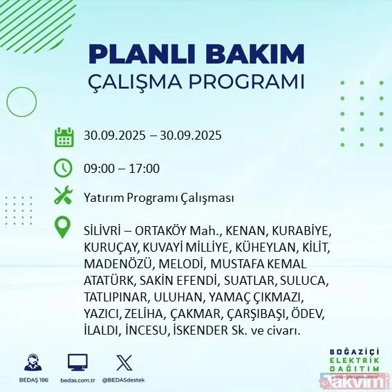 İstanbul’un 23 ilçesinde elektrikler kesilecek! 30 Eylül 2025 BEDAŞ kesinti listesi - 11
