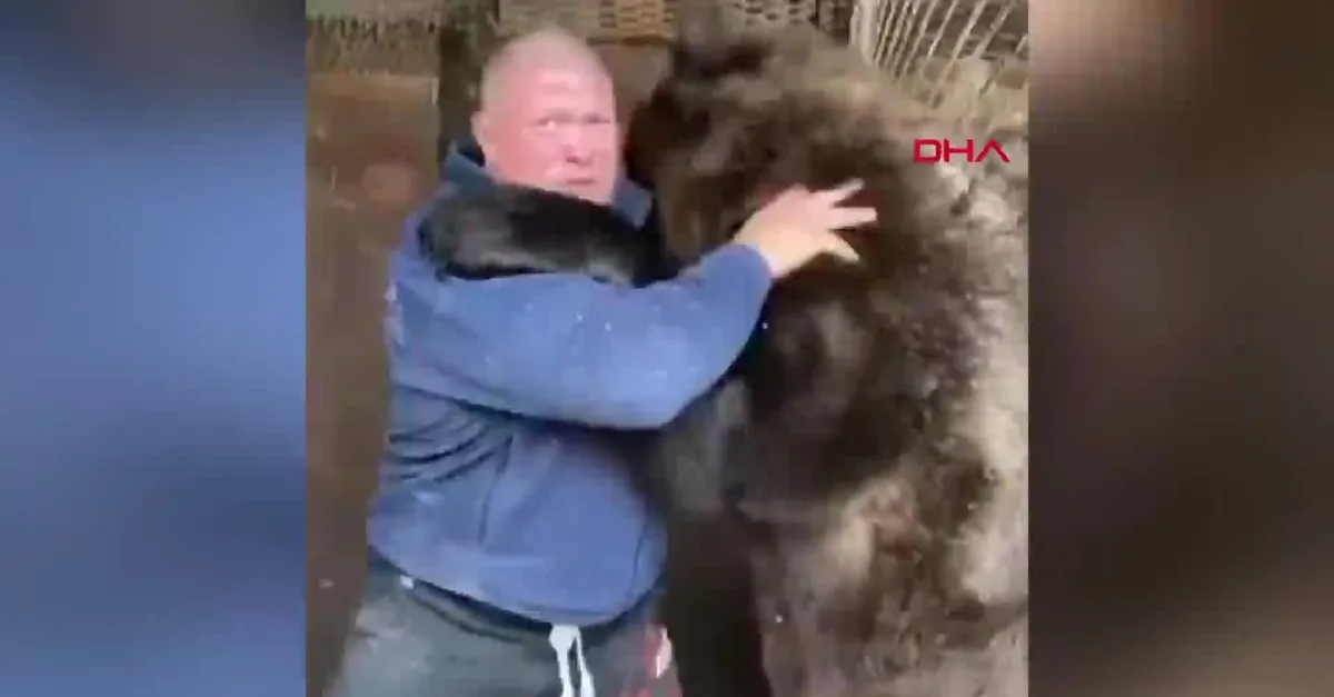 Rus dövüşçü, ayıyla antrenman yaptı (Video)
