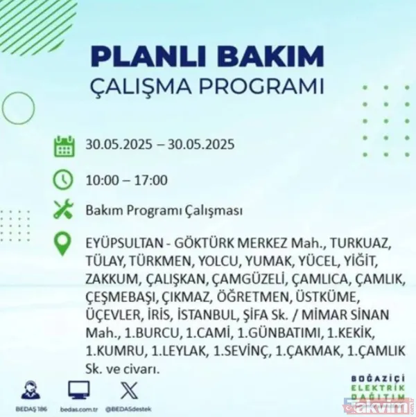 Bedaş | 30 Mayıs İstanbul Elektrik Kesintisi