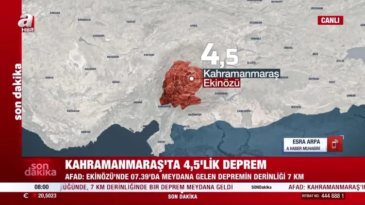 Son dakika: DEPREM | Kahramanmaraş'ta 4.5 büyüklüğünde deprem | Son depremler