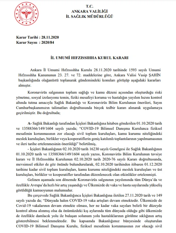 Son dakika: Ankara Valiliği'nden flaş koronavirüs kararı: Anaokullarında yüz yüze eğitim olacak mı?-1