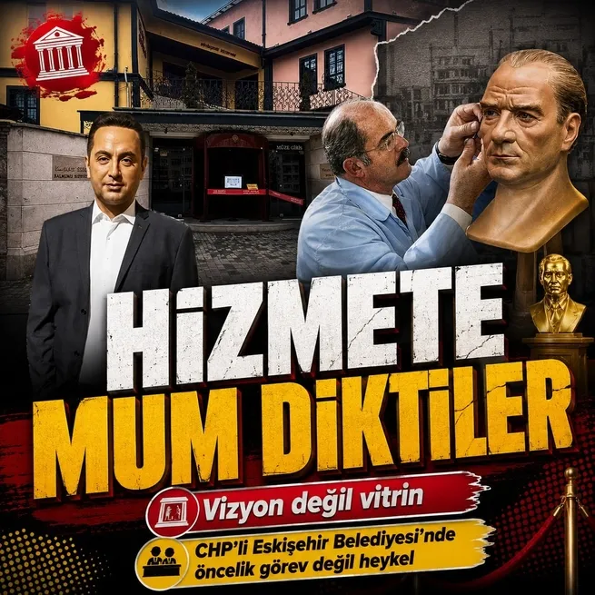 CHPli Eskişehir Belediyesinde hizmet yerine Murat Ağırel heykeli! AK Partiden sert tepki