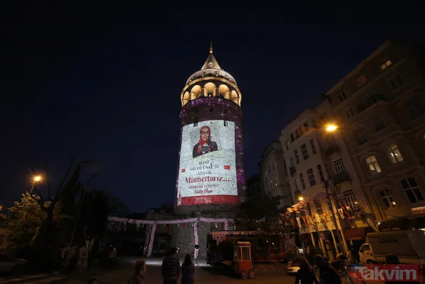 Anneler Günü, Galata Kulesi'ne yansıtılan fotoğraflarla kutlandı! Mustafa Kemal Atatürk ve Başkan Erdoğan... - 27
