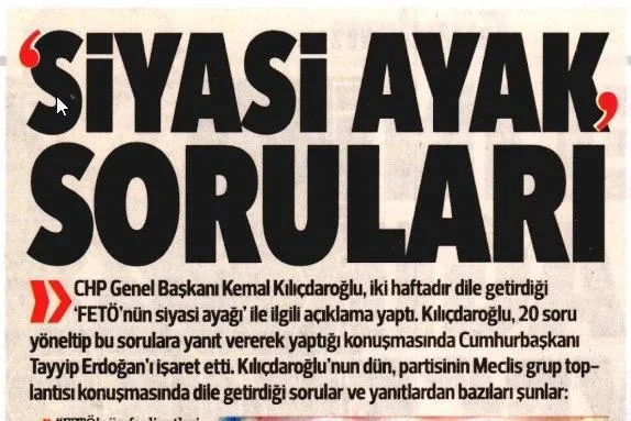 Yine mi sinsi algı operasyonu Hürriyet? Kılıçdaroğlu'nun FETÖ yalanları 1. sayfada, Başkan Erdoğan'ın CHP-FETÖ ilişkisini deşifre eden sözleri nerede?-2