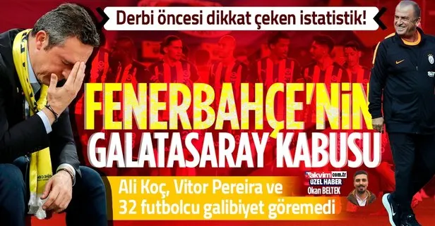 Galatasaray - Fenerbahçe derbisi öncesi çarpıcı istatistik: Ali Koç, Vitor Pereira ve 32 futbolcu galibiyet göremedi!
