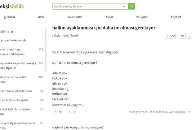 Ekşi Sözlük iç savaş çağrısı yaptı! "Halkın ayaklanması için daha ne olması gerekiyor"