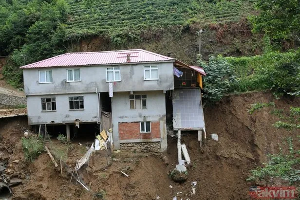 Rize’de 1 ev çöktü, 22 ev boşaltıldı, mahsur kalanlar kurtarıldı