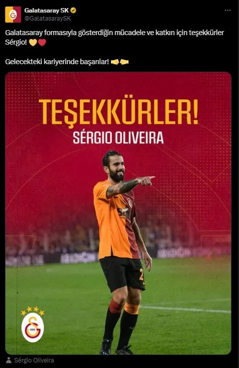 Sözleşmesi feshedildi! Galatasaray, Sergio Oliveira ile yollarını ayırdı-2