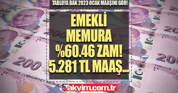 Emekli memura %60.46 ZAM! SSK, Bağkur'luya Ocak'ta 5.281 TL, Memura 10 bin 350 TL maaş geldi geliyor! Tabloya bak 6 aylık enflasyon farkıyla 2023 maaşını öğren!