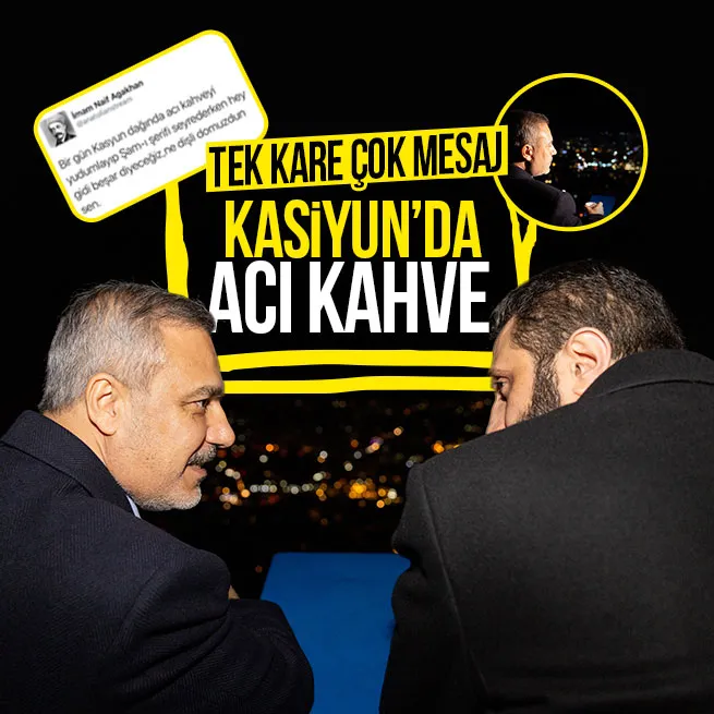 Kasiyun Dağında acı kahve! Dışişleri Bakanı Hakan Fidan ve Ahmed El Şaradan Şam manzaralı sohbet