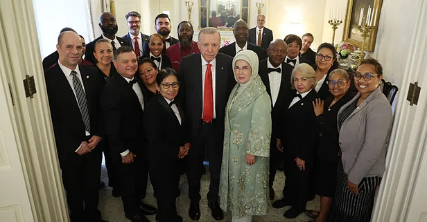 Başkan Erdoğan'dan Blair House çalışanlarıyla hatıra fotoğrafı