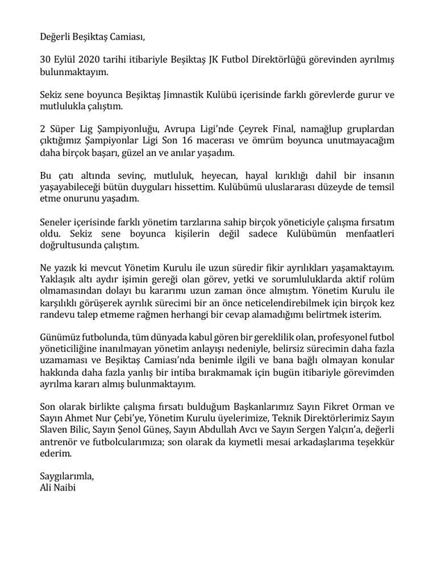 Son dakika haberi... Beşiktaş Futbol Direktörü Ali Naibi görevinden istifa etti-2