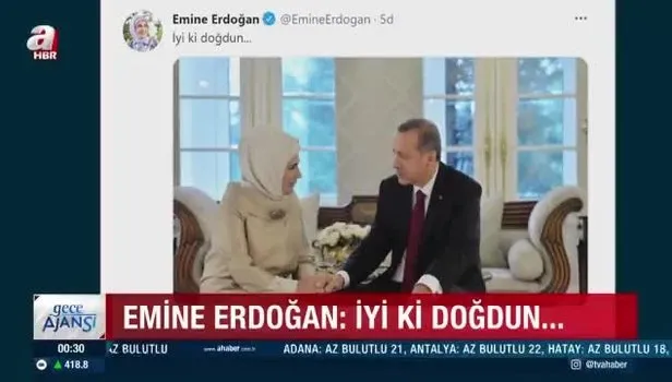 Emine Erdoğan'dan Başkan Recep Tayyip Erdoğan'a mesaj: