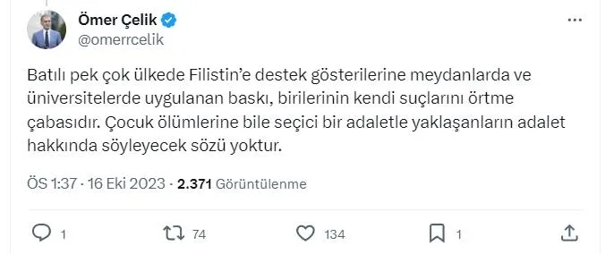 ak-partiden-ikiyuzlu-batiya-filistin-ve-gazze-tepkisi-gosterileri-yasaklamaya-calisanlarin-yaptigi-fasizmdir-1697453299029.jpeg AK Parti'den ikiyüzlü Batı'ya 'Filistin' ve 'Gazze' tepkisi: Gösterileri yasaklamaya çalışanların yaptığı faşizmdir-3