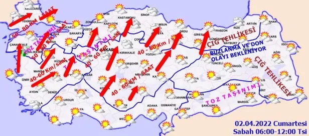 Toz taşınımı ve fırtınaya dikkat! Meteoroloji uyardı: Çamur şeklinde yağabilir! (2 Nisan hava durumu)-2